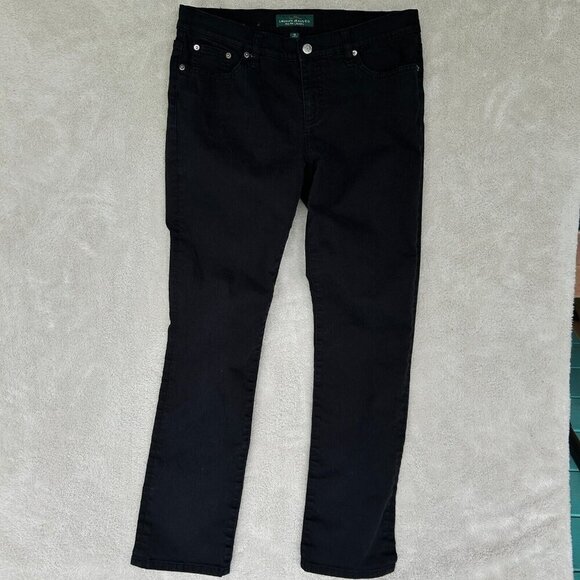 Lauren Jeans Co Black Stretch Modern Straight Leg 5 Pocket Denim Jeans Size 10 - Picture 1 of 8